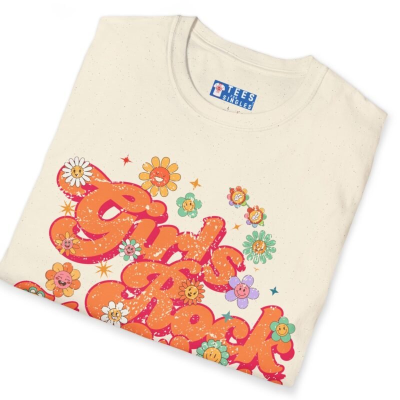 Girls Rock My World 🌸 Retro Flower Power Flirty Tee by Tees For Singles