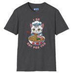Cat Pho T-Shirt “I Am Hot Pho You” Cute Kawaii Ramen Cat Tee 🍜😼 Dark Heather by Tees For Singles