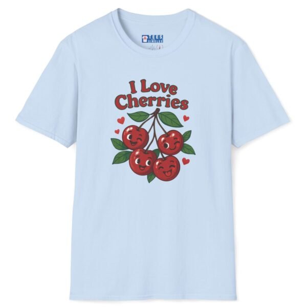I Love Cherries Premium Tee 🍒 — Double Meaning Cute Retro Cherry Graphic Tee Light Blue by Tees For Singles