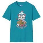 Cat Pho T-Shirt “I Am Hot Pho You” Cute Kawaii Ramen Cat Tee 🍜😼 Tropical Blue by Tees For Singles