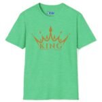 King Without a Queen Tee – Bold Single-Status Crown T-shirt Heather Irish Green by Tees For Singles