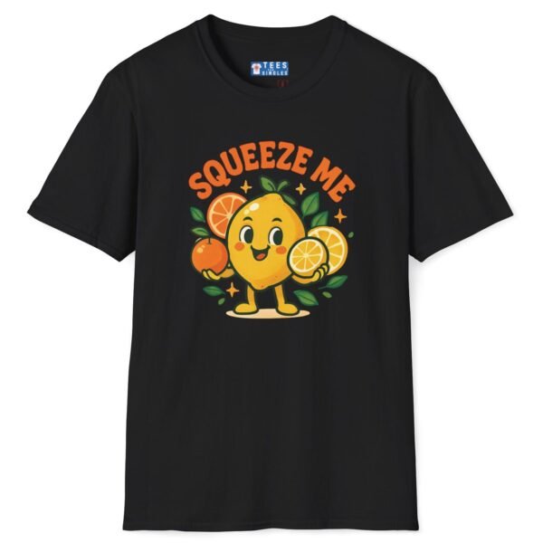 Squeeze Me Premium Tee 🍋🔥 – Cute Funny Orange Graphic T-Shirt Black by Tees For Singles