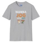 Wanna Jog With Me? Cute Dog Cat Graphics Vintage Style Tee 🐶🐱🏃‍♂️ Sport Grey by Tees For Singles
