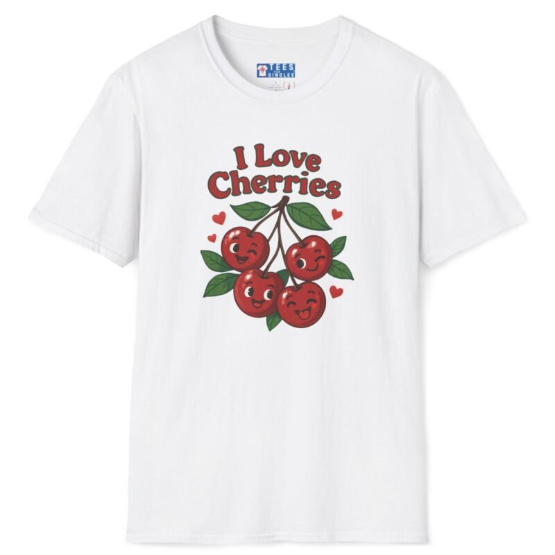 I Love Cherries Premium Tee 🍒 — Double Meaning Cute Retro Cherry Graphic Tee White by Tees For Singles