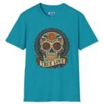 1859624734981830839_2048_custom.jpeg True Love Tee – Día De Los Muertos Inspired Skull Art 💀🌹 Tropical Blue by Tees For Singles