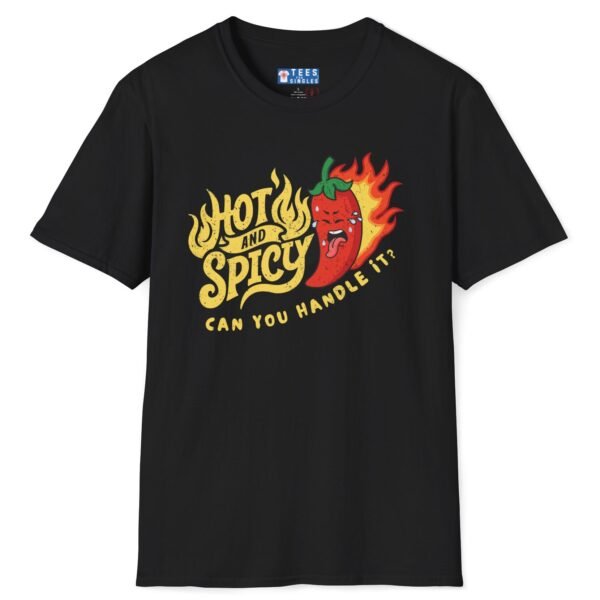 Hot And Spicy Can You Handle It? T-Shirt Vintage Distressed Design🌶️ Black by Tees For Singles