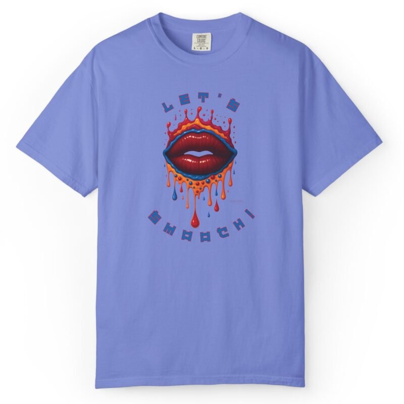Let's Smooch Trippy Drippy Lips Tee 💋 T-Shirt 🗣️ Garment-Dyed T-shirt by Tees For Singles - Reaction Fashion