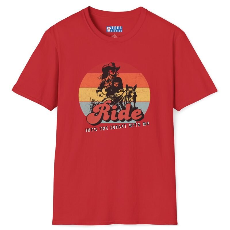 Ride Into the Sunset With Me! Premium Tee – Flirty Invite Cowboy Charm 🤠🌅 Red by Tees For Singles