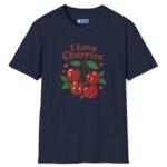 I Love Cherries Premium Tee 🍒 — Double Meaning Cute Retro Cherry Graphic Tee Navy by Tees For Singles