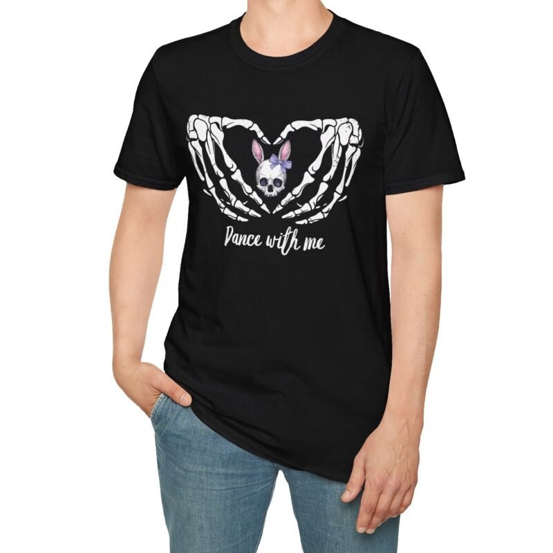 Dance With Me Skeleton Heart Tee 🖤🎸💀 Goth Industrial Metal – Distressed Look by Tees For Singles