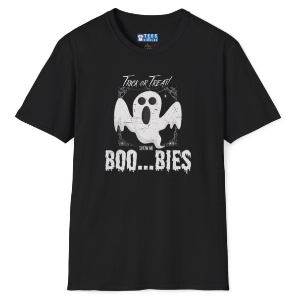 Trick Or Treat Show Me BOO.BIES! Premium Tee. Funny Halloween Ghost T-shirt Black by Tees For Singles - Reaction Fashion