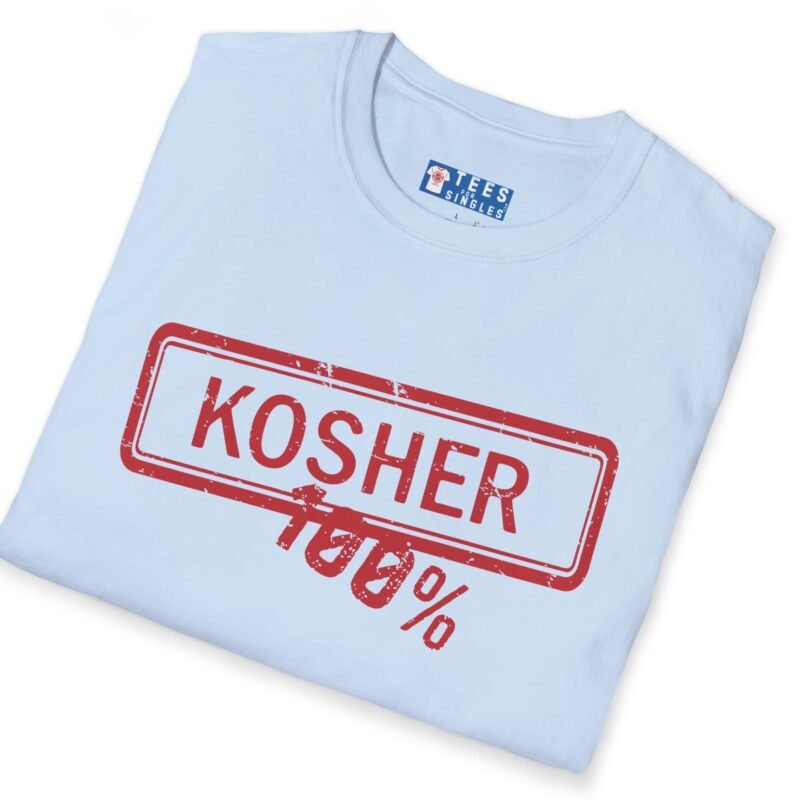100% Kosher Tee To Find A Kosher Girl (Or Guy)💯 – Matchmaking T-shirt Light Blue by Tees For Singles