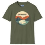 My Mind’s in the Mountains – Hike With Me? Tee 🏔️💬- Inviting T-Shirt Military Green by Tees For Singles