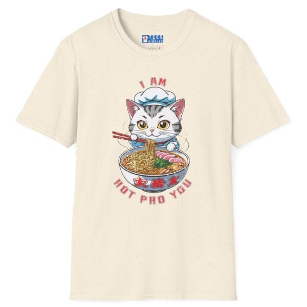 Cat Pho T-Shirt “I Am Hot Pho You” Cute Kawaii Ramen Cat Tee 🍜😼 Natural by Tees For Singles