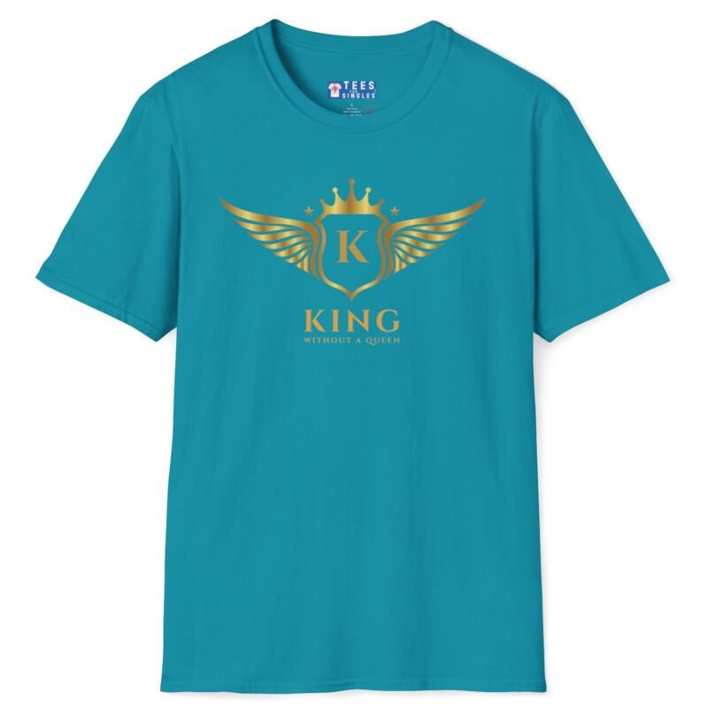 King Without A Queen (Find Your Queen) T-Shirt 👑 Tee Tropical Blue by Tees For Singles