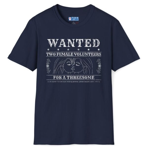 Wanted Two Females For A Threesome Premium T-Shirt Girls Graphics 😂 – Funny Vintage Distressed Design Navy by Tees For Singles
