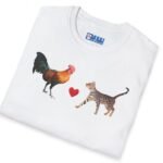 Rooster Loves Pussy Cat Tee 😂🐓❤️🐱 Conversation Starter T-shirt by Tees For Singles