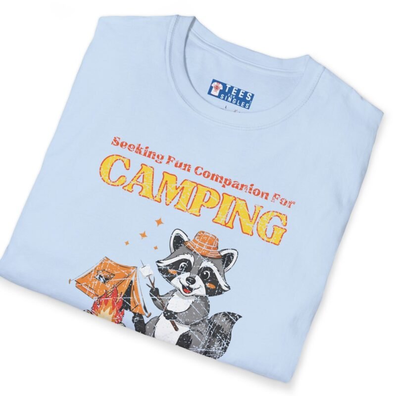 Seeking Fun Companion for Camping Tee ⛺🔥🐾- Vintage Look Cute Raccoon T-Shirt by Tees For Singles