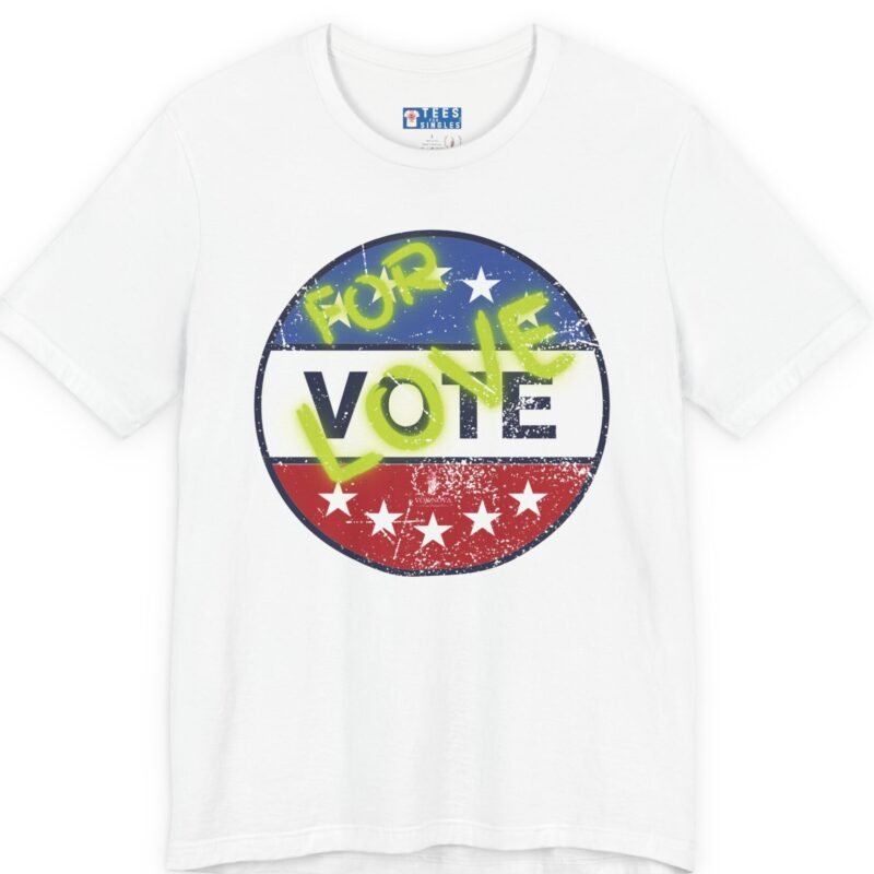 VOTE FOR LOVE ❤️💖❎ – Distressed Vintage Design Soft Jersey Tee White by Tees For Singles