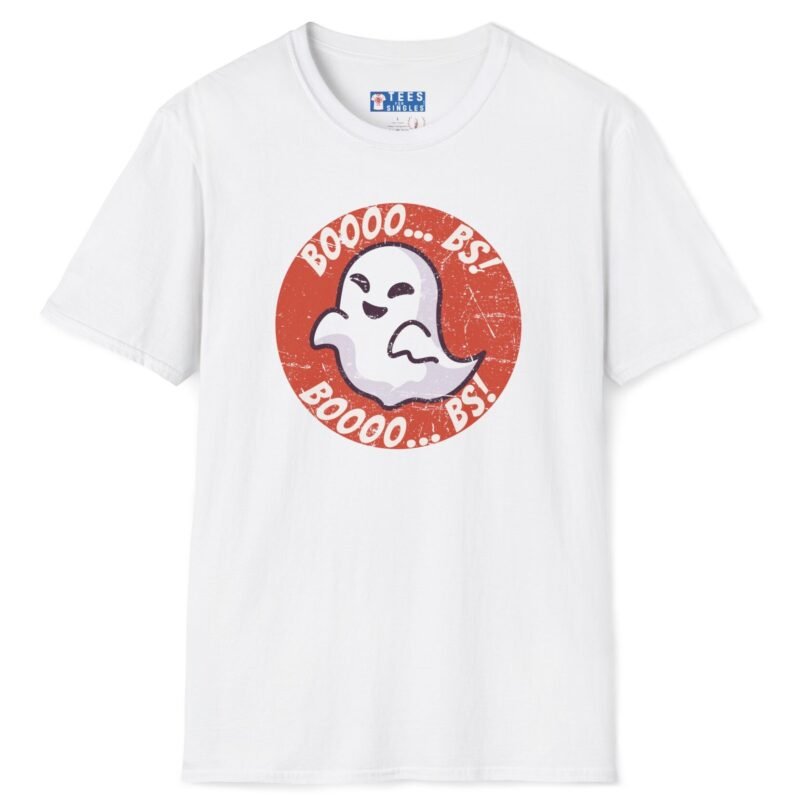 Boooo... BS! Premium Tee. Naughty Ghost Pun Halloween Shirt White by Tees For Singles - Reaction Fashion