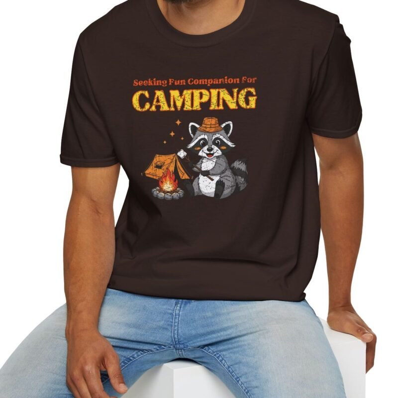 Seeking Fun Companion for Camping Tee ⛺🔥🐾- Vintage Look Cute Raccoon T-Shirt by Tees For Singles