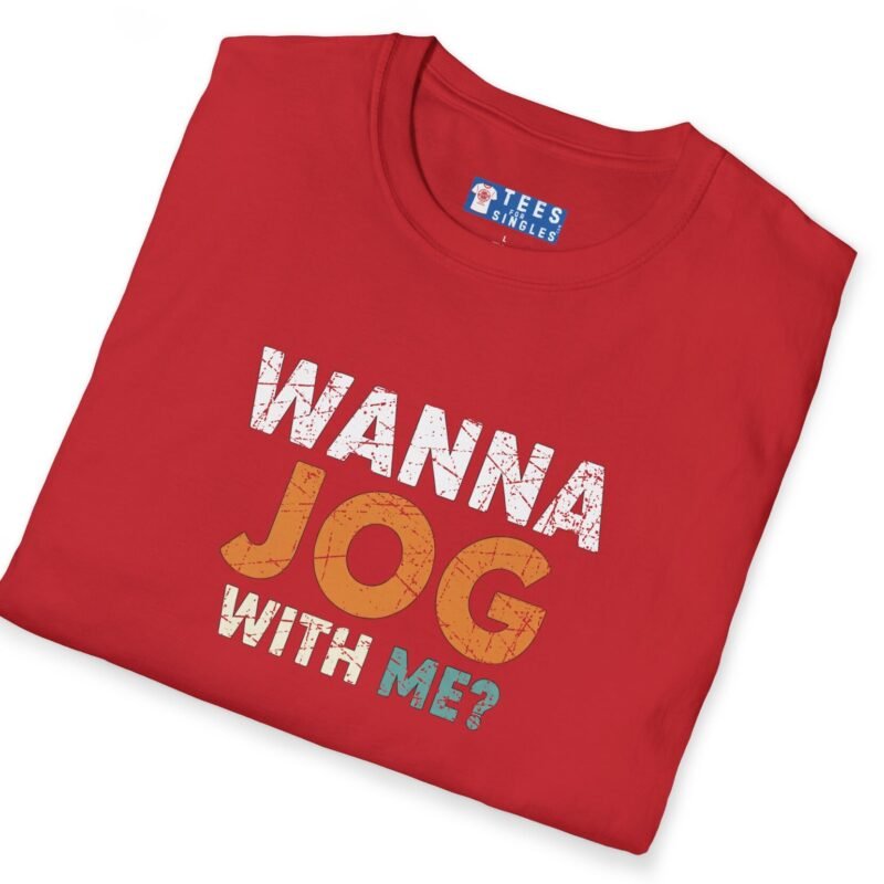 Wanna Jog With Me? Premium Tee 🏃‍♂️😉 Text Vintage Style Tee Invite To Jog Date by Tees For Singles