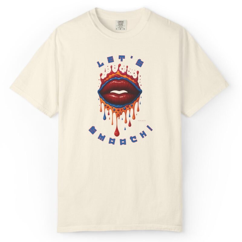 Let's Smooch Trippy Drippy Lips Tee 💋 T-Shirt 🗣️ Garment-Dyed T-shirt by Tees For Singles - Reaction Fashion