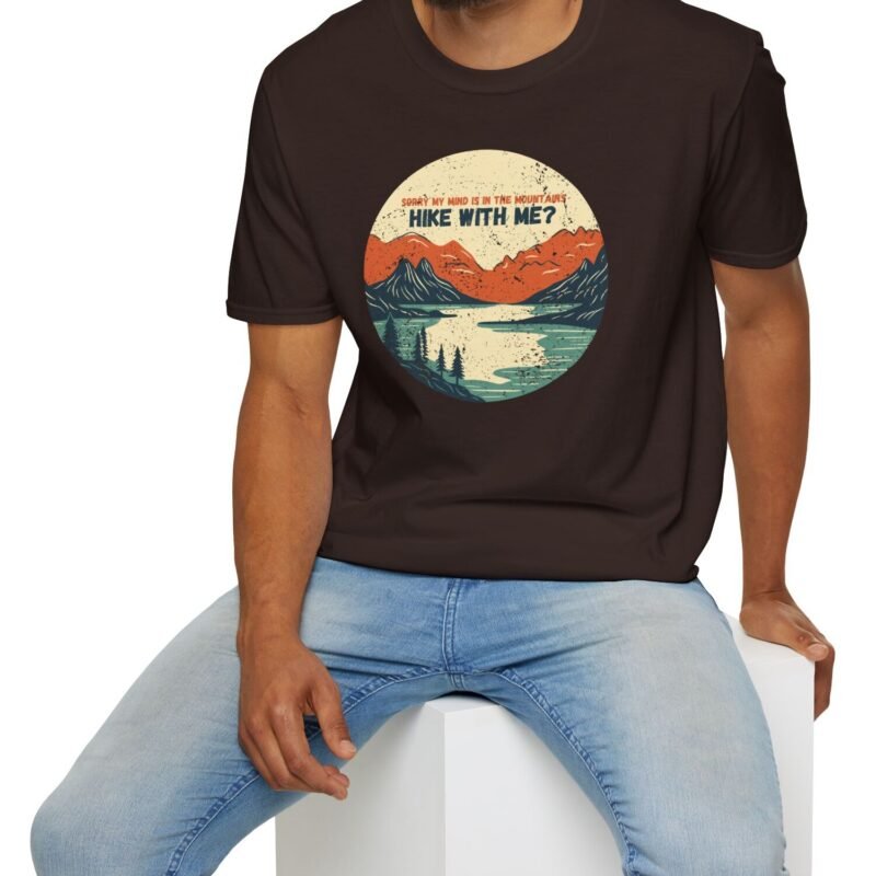 My Mind’s in the Mountains – Hike With Me? Tee 🏔️💬- Inviting T-Shirt by Tees For Singles