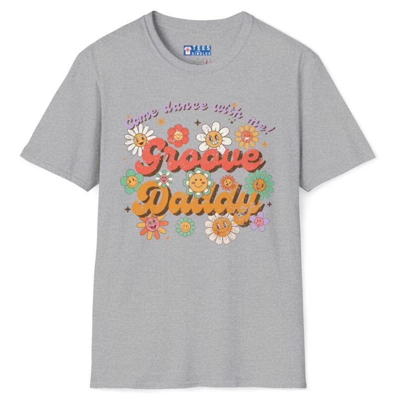 Groove Daddy – Come Dance With Me! Retro Flirty Tee 🌼🕺 Sport Grey by Tees For Singles