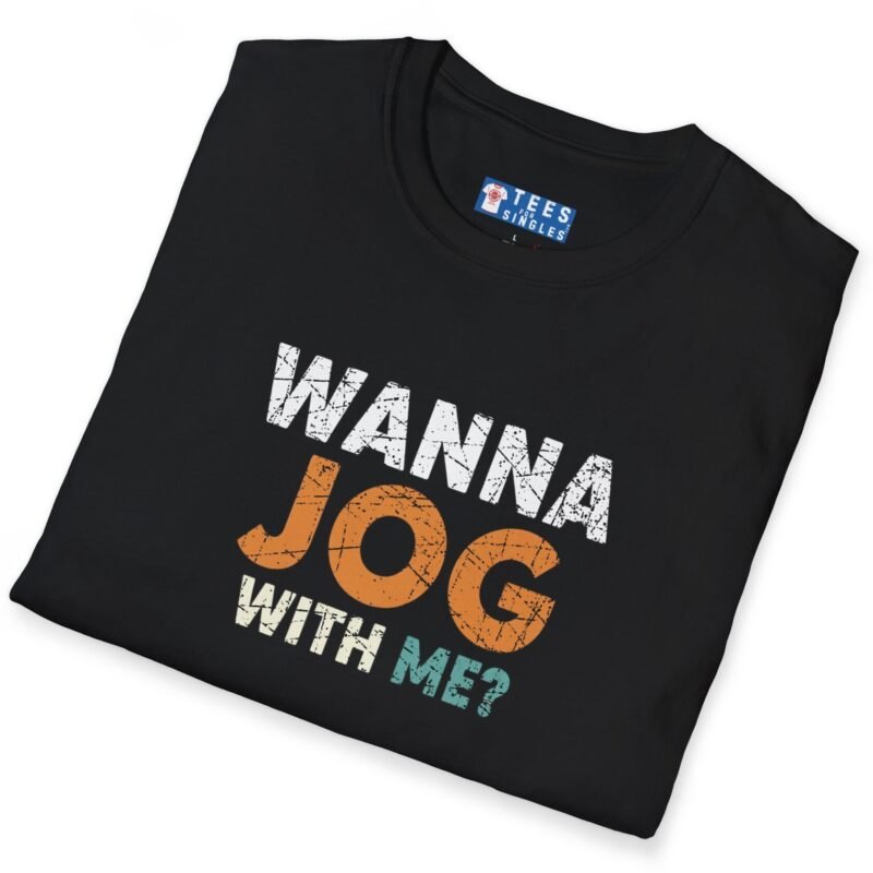 Wanna Jog With Me? Premium Tee 🏃‍♂️😉 Text Vintage Style Tee Invite To Jog Date by Tees For Singles