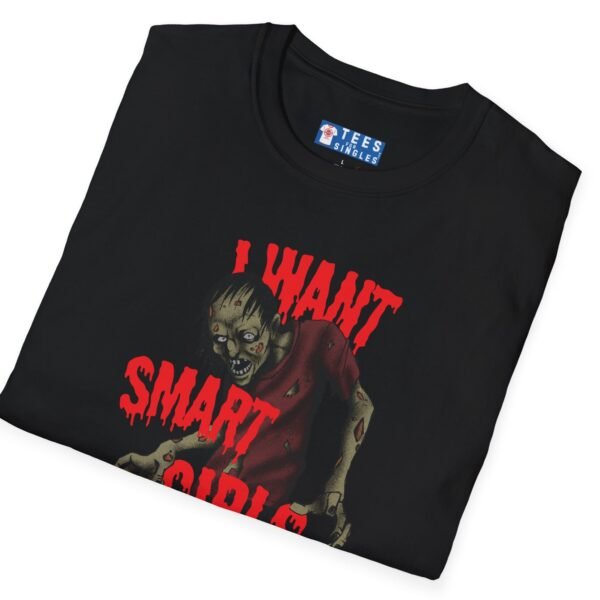 “I Want Smart Girls” T-Shirt – “Big Brain Cravings Never Die” Retro Zombie Graphic Tee 🧠🧟‍♂️ by Tees For Singles