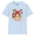 Quick, Give Him Your Number! Pop Art Tee 💥☎️ Wing Woman T-shirt Light Blue by Tees For Singles