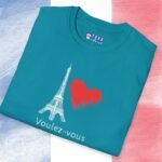 Voulez-Vous Coucher Avec Moi? Tee 🇫🇷❤️ Flirty Eifel Tower T-shirt by Tees For Singles