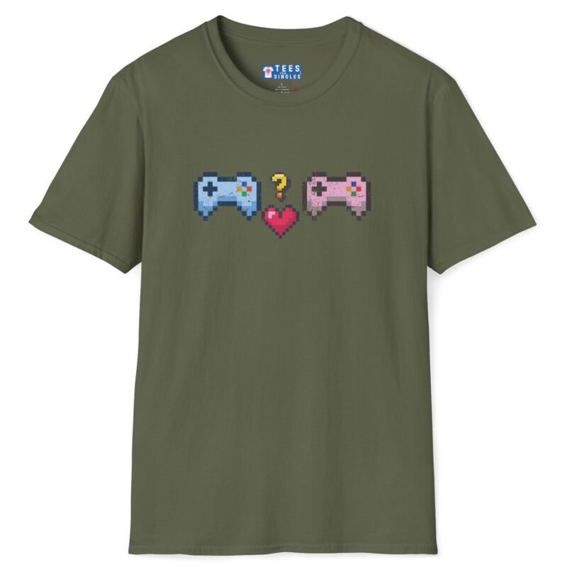 Looking for Player 2 Premium Tee 🎮❤️ (Heart) Video Game Flirty T-Shirt Military Green by Tees For Singles