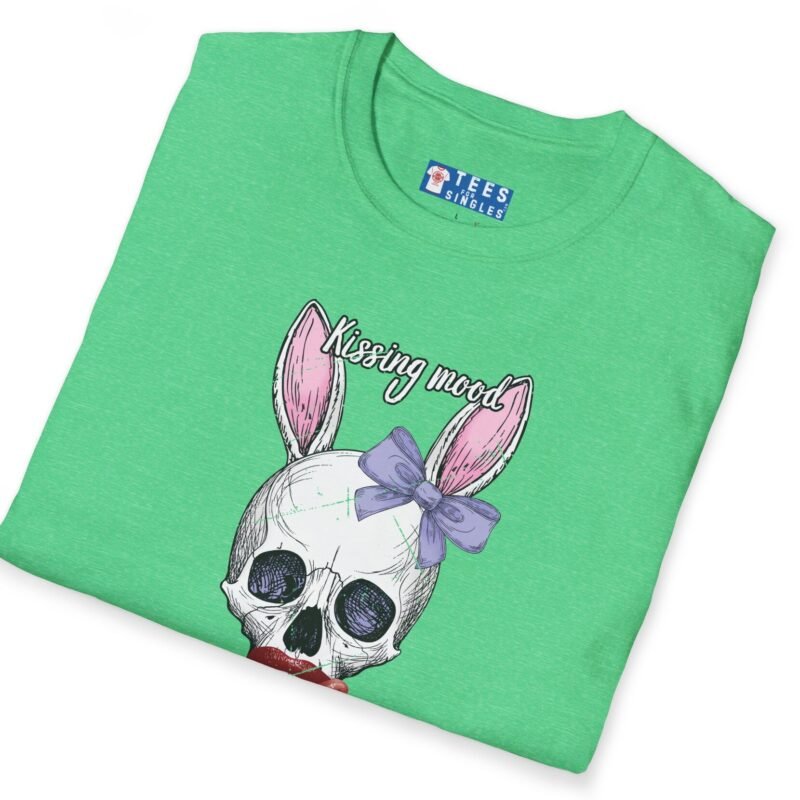 Kissing Mood Skull-Bunny Graphic Tee 💋 🫦💀🐰🐇- Distressed Look by Tees For Singles