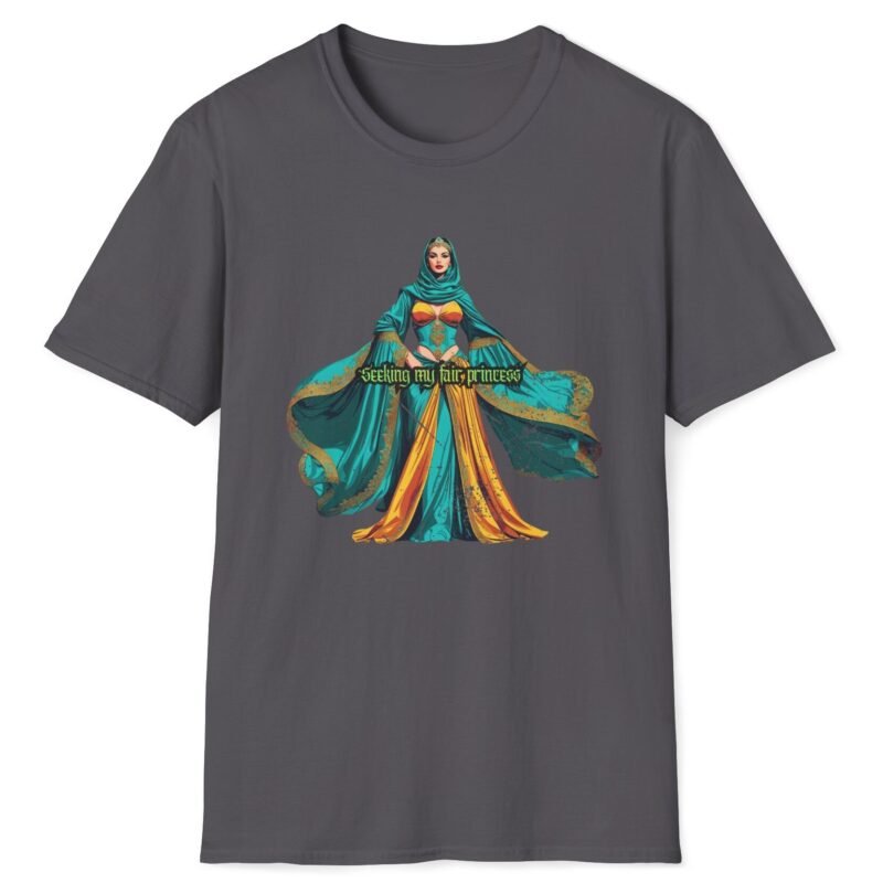 Seeking My Fair Princess Romantic Goth Graphic Tee 🖤👑 Charcoal by Tees For Singles
