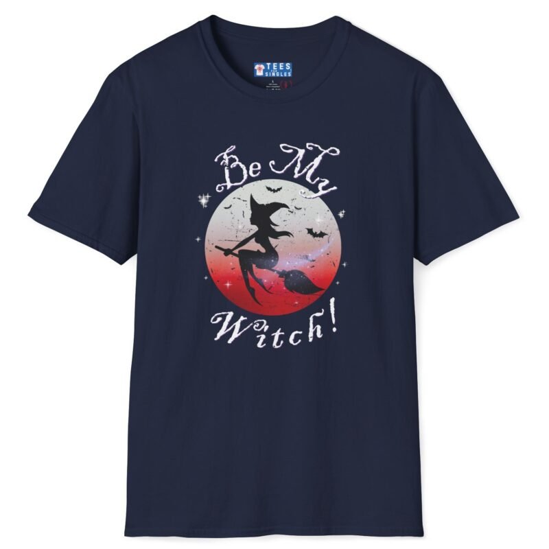 Be My Witch! 2 Premium Tee – Sexy Silhouette Halloween Shirt with Flirty Moon Art 🌕🖤 Navy by Tees For Singles