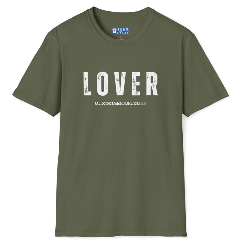 Lover – Approach At Your Own Risk Tee 😈🔥 ❤️🔥 Banter T-shirt Military Green by Tees For Singles