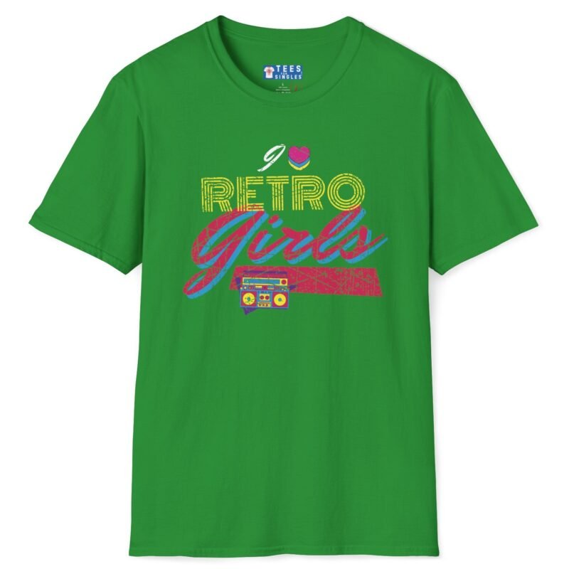 I ❤️ Retro Girls Lightweight Tee – Bold 80s Vintage Style Shirt for Fun Conversations 🎯💖 Irish Green by Tees For Singles