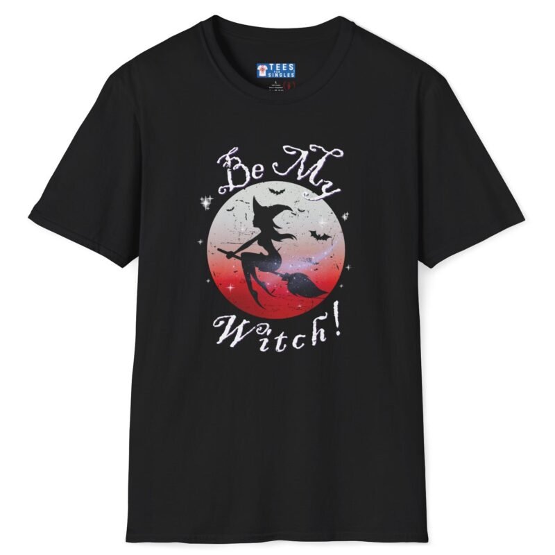 Be My Witch! 2 Premium Tee – Sexy Silhouette Halloween Shirt with Flirty Moon Art 🌕🖤 Black by Tees For Singles