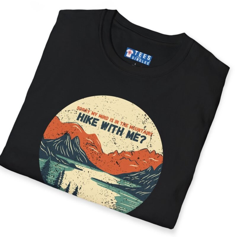 My Mind’s in the Mountains – Hike With Me? Tee 🏔️💬- Inviting T-Shirt by Tees For Singles