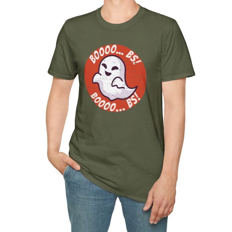 Boooo... BS! Premium Tee. Naughty Ghost Pun Halloween Shirt by Tees For Singles - Reaction Fashion