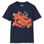 Girls Rock My World 🌸 Retro Flower Power Flirty Tee Navy by Tees For Singles