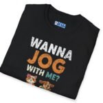 Wanna Jog With Me? Cute Dog Cat Graphics Vintage Style Tee 🐶🐱🏃‍♂️ by Tees For Singles