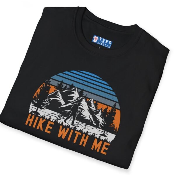 Hike With Me Retro Mountain Premium Tee 🏔️ Black by Tees For Singles