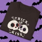 7786298221439461333_2048_custom.jpeg Trick or Kiss Tee - Flirty Gothic Skull T-shirt for Halloween And Everyday Vibes by Tees For Singles - Reaction Fashion
