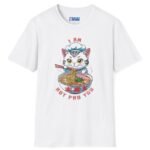 Cat Pho T-Shirt “I Am Hot Pho You” Cute Kawaii Ramen Cat Tee 🍜😼 White by Tees For Singles