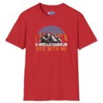 Hike With Me Retro Mountain Premium Tee 🏔️ Red by Tees For Singles