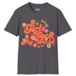Girls Rock My World 🌸 Retro Flower Power Flirty Tee Charcoal by Tees For Singles