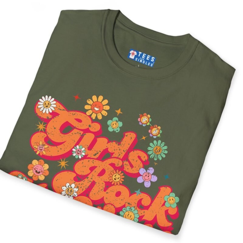Girls Rock My World 🌸 Retro Flower Power Flirty Tee by Tees For Singles